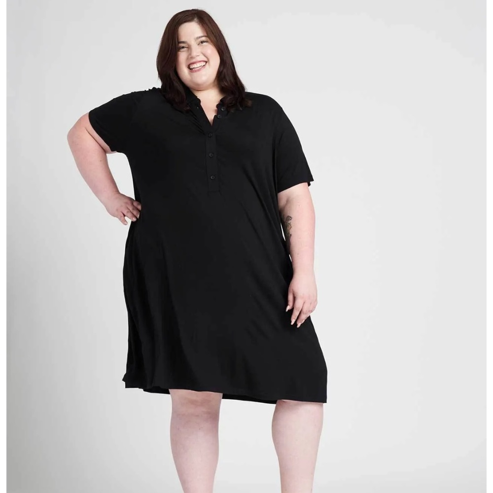 UNIVERSAL STANDARD Black Button Shirt Dress M 18-2